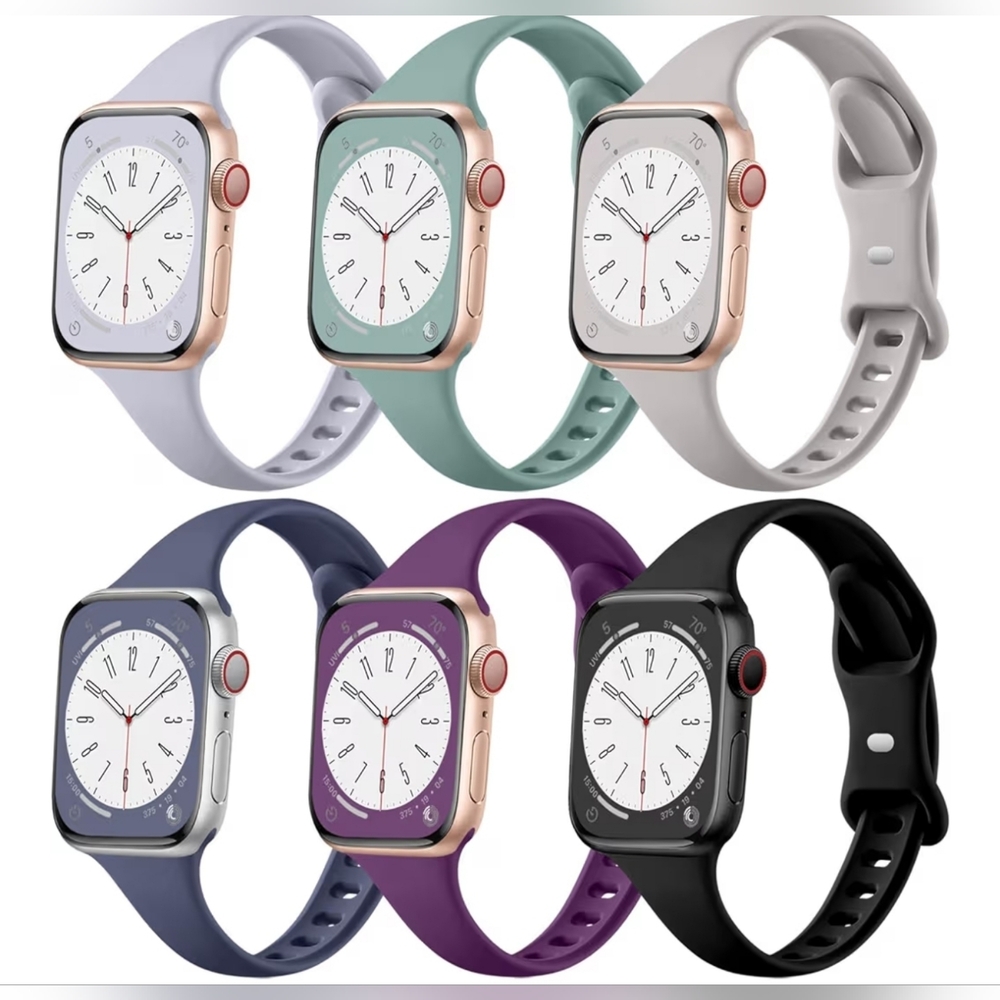 Lerobo 6 Pack Silicone Sport Watch Bands Compatible with Apple Watch